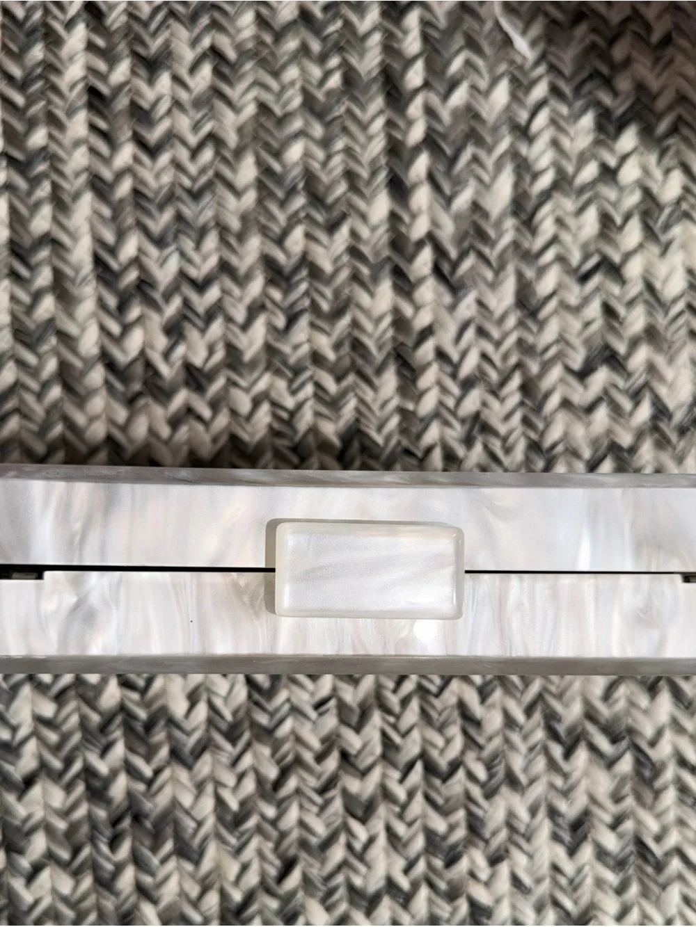 Pearl Acrylic “Bride” Box Clutch with Removable Chain Strap